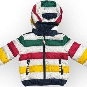Kids' Colorblock Hooded down Puffer Jacket - Multi Stripe HBC